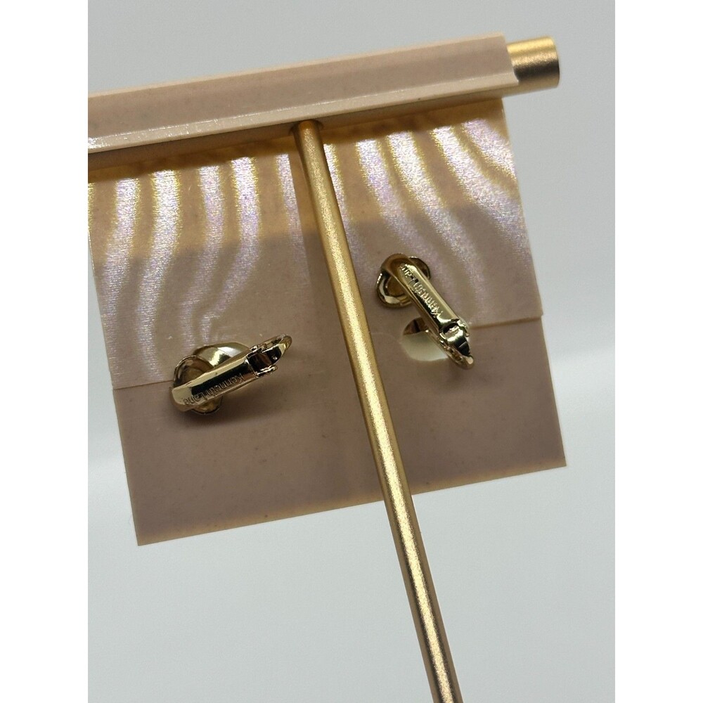 KJL Faux Pearl Clip on Earrings Gold Tone Large Stud Vintage Kenneth Jay Lane - Picture 7 of 8